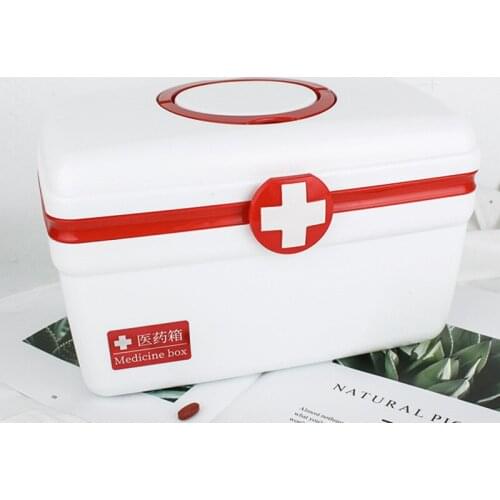 Family First Aid Kit Container Pill Case With Handle 2 Layer Large-Capacity Medicine Box Plastic Storage Container Home Supplies
