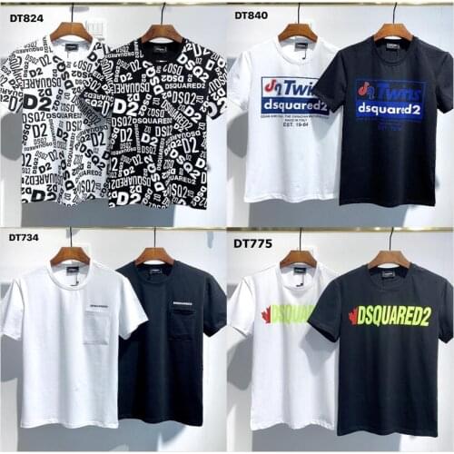 Hotsell Fashion DSQUARED2 casual mens and womens T-shirts pure color cool short-sleeved tops for men letter printed tees