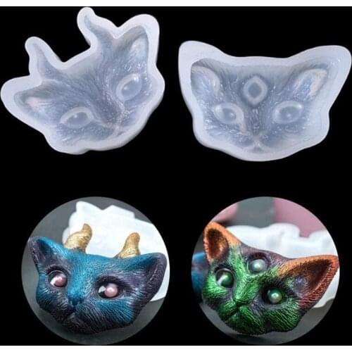 2Pcs Three-Eyed Horned Devil Cat Silicone Casting Resin Molds Jewelry Tools For DIY Resin Jewelry Uv Epoxy Handmade Making Craft