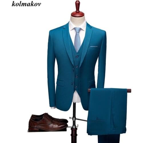 2020 New Arrival Autumn Men Boutique Business Casual High Quality Mens Solid Three-piece Suits Formal Dress Plus Size S-6XL
