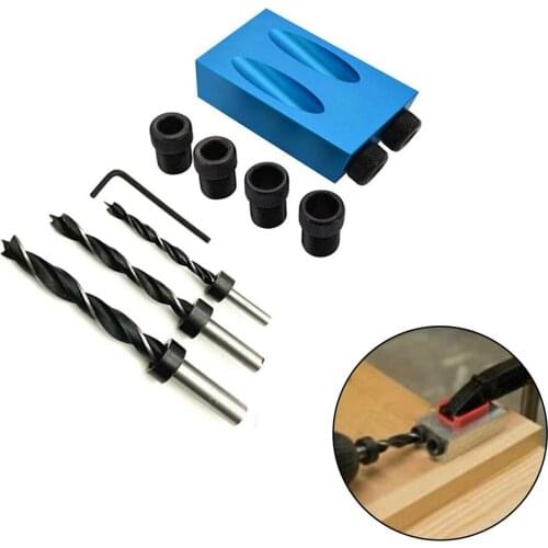 DIY Woodworking Pocket Hole Jig Drill Set Carving Tools Screw Adapter Carpenter