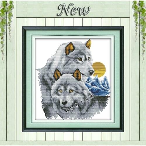 The Wolf partners Counted Printed on canvas DMC Needlework Kits Embroidery Sets 14CT 11CT DIY Cross Stitch animal decor painting