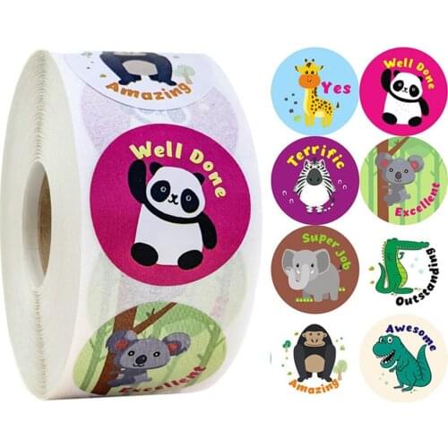 50-500pcs Reward Stickers for Kids fun Encouragement Sticker school Teacher Cute Animal Sticker Labels Stationery Decor Supplies