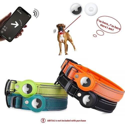 2021 Latest Dog Collar Supports AIRTAG Positioning Pet Collar Cat Aadjustable Cotton Solid Collar Fashion Cute Safety Position