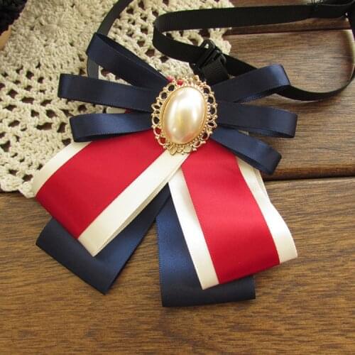New British Style Fabric Bow Ties Neckties Ribbon Pearl Ties for Men Women Wedding Fashion Jewelry Shirt Collar Accessories