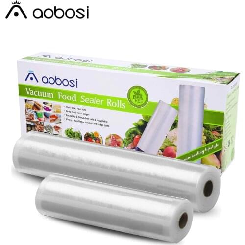 Aobosi Vacuum Sealer Bags Vacuum Food Sealer Rolls BPA Free & LFGB Approved Food Storage Bags 2 Pack Roll 28x600 cm & 20x600