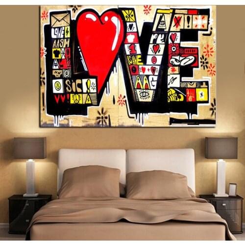 Poster HD Print Street Art Graffiti 3D Red LOVE MODERN Abstract Canvas Painting Art Wall Pictures For Living Room Cuadros Decor