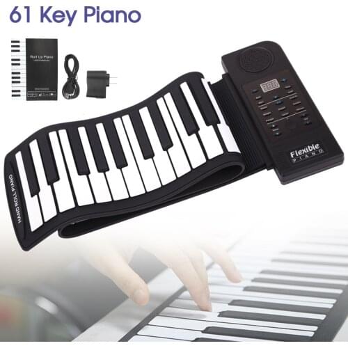 Portable 61 Keys Roll Up Flexible Silicone Piano Electronic MIDI Keyboard Organ for Beginners / Professional Performance