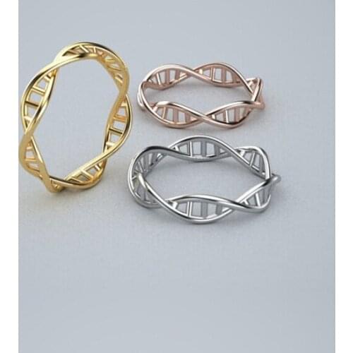 Plated Silver Plated DNA Ring Science Chemistry Rings Women