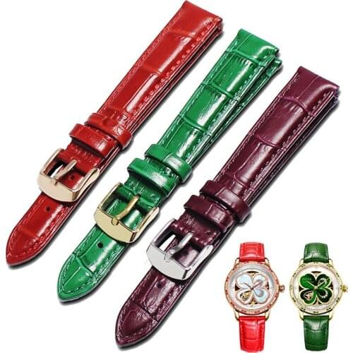 Wrist Watchband Accessories Alligator Grain Genuine leather Blue watch band straps 14mm 16mm 18mm 20mm 22mm butterfly