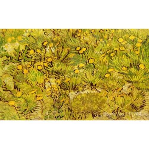 Hand painted art on canvas A Field of Yellow Flowers Vincent Van Gogh painting for sale High quality
