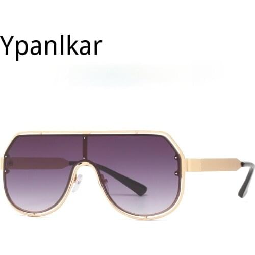 Oversized One-Piece Sunglasses Women Men Unisex New Trend Street Beat Glasses Metal Frame Gradient Eyewear Shades for Women