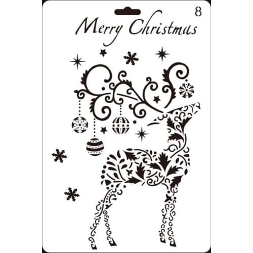 Christmas deer Layering Stencils for Diy scrapbook/photo album Decorative Embossing coloring,painting stencil,home decor