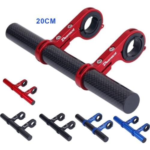 Deemount 20CM Bicycle Handlebar Extended Bracket Headlight Mount Bar Computer Holder Lamp Alloy Carbon Fiber Support Extender