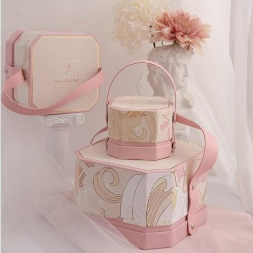 Octagonal candy box 1pcs portable wedding high-end European style souvenir pink girl birthday gift box jewelry box candy box