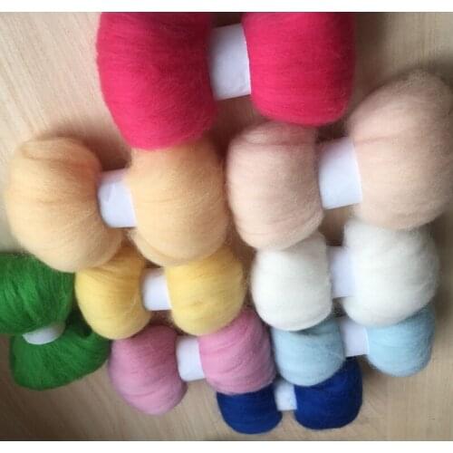 Wolvilt mixed colors fieltro naaldvilten merino wool fibre roving for needle felting kit diy crafa feutrine doll 180G w12
