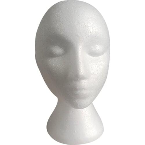 Female White Deflection Head Polystyrene Styrofoam Foam Head Model Stand Wig Hair Hat Headset Mannequin Head Display Stand Rack
