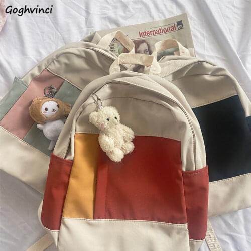 Backpacks Women School Bags Contrast Womens Harajuku Ulzzang Casual Lovely Large Capacity Nylon Multi-function Ins Travel Chic