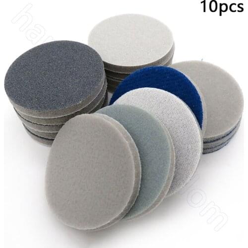10pcs 2 Inch 50mm Sandpaper Hook Loop Wet and Dry Round Abrasive Flocking Sanding Paper Silicon Carbide/Corundum 300-3000 Grit