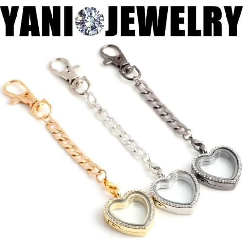 10pcs/lot Mix Color 30mm Heart Floating Locket Keychain Key Ring Pendant Glass Living Memory Locket Jewelry