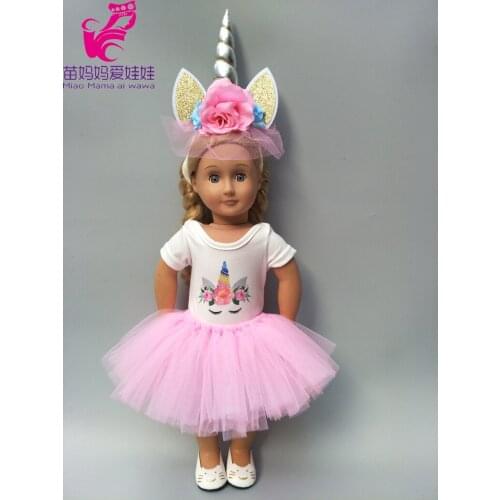 18 inch doll dress for 43cm Baby doll unicorn pink princess dress doll clothes for 17" doll jacket kids gifts
