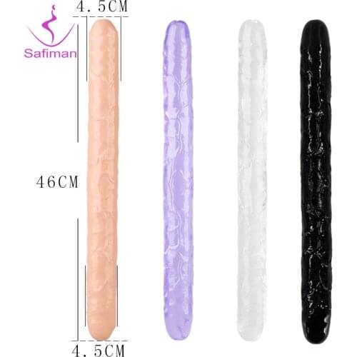 46cm U Shape Soft Jelly Double Dildos Vagina Anal Plug Artificial Penis Sex Toys Shop For Couples Women Gay Lesbian Masturbators