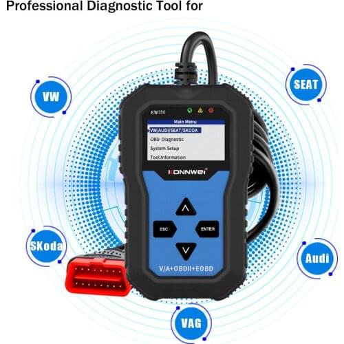 KW350 OBD2 Diagnostic Tool Scanner for Car VAG VW Audi ABS Airbag Reset Oil Service Light EPB Diagnostic Tool OBD II Code Reader