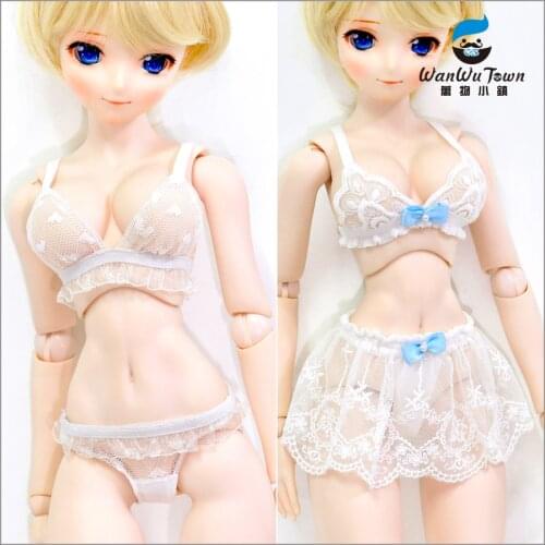 BJD Doll Clothes White Lace Underwear Sexy Transparent Gauze Bikini 2 Styles For DDM/DDL 1/3 1/4 Custom Doll Accessories