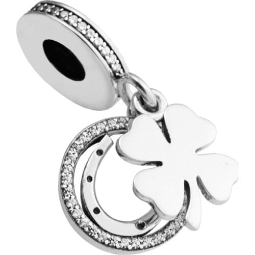 Lucky Day Clear CZ Charm Woman DIY Popular Jewelry Fits original 925 Silver Bracelets Silver Beads For Jewelry Making
