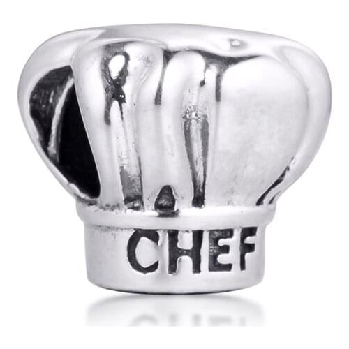 Authentic 925 Sterling Silver Charms Chef Hat Beads for Jewelry Making Fits Original Pandora Bracelet Kralen Bijoux Femme