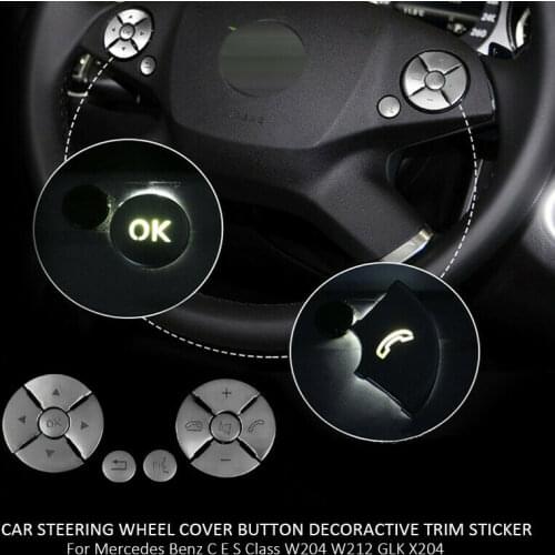 12 Pcs/Set Chrome Silver Car Steering Wheel Button Decal Trim For Mercedes Benz C E S Class W204 W212 GLK