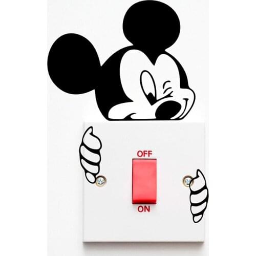 Disney mickey minnie mouse switch stickers bedroom home decor accessories cartoon wall decals vinyl mural art diy wallpaper
