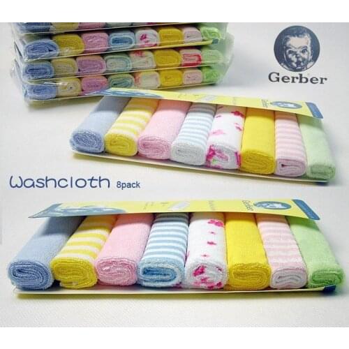 Gerber towel baby wash cloth 9"x9" infant towel baby feeding towel handkerchief 8pcs/pack Free shipping