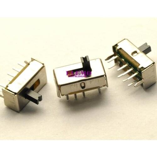 100 Pieces 8 Pin PCB 3 Position 2P3T DP3T Miniature Slide Switch Side Knob SS23D07VG4