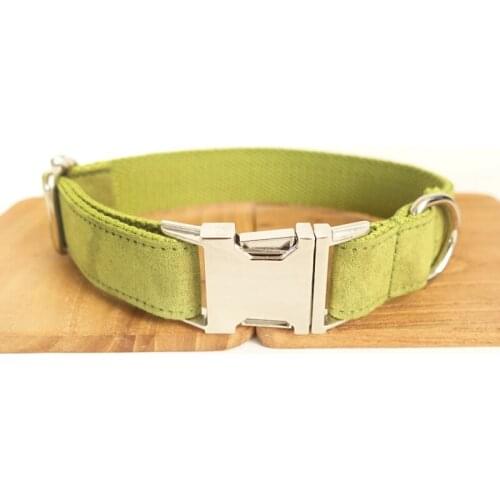 MUTTCO retailing self-design handmade dog collar THE CANDY GREEN yellowish green nylon dog collars and leashes 5 sizes UDC030