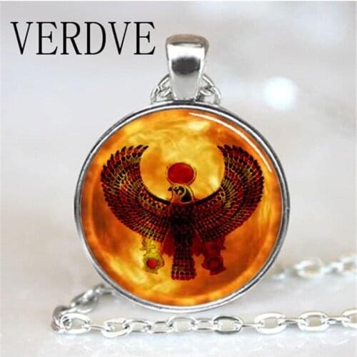 2017 New Egypt Horus Necklaces Round Egyptian Pendants Jewelry Glass Dome Pendant Necklace Link Chain Gifts For Men