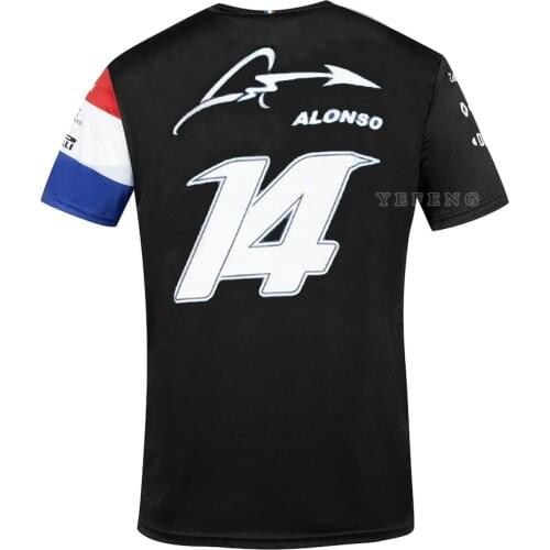 New 2021 Alpine F1 Team Motorsport Alonso Racing Car Fans T-Shirt Blue Black Breathable Jersey Short Sleeve Shirt Clothing