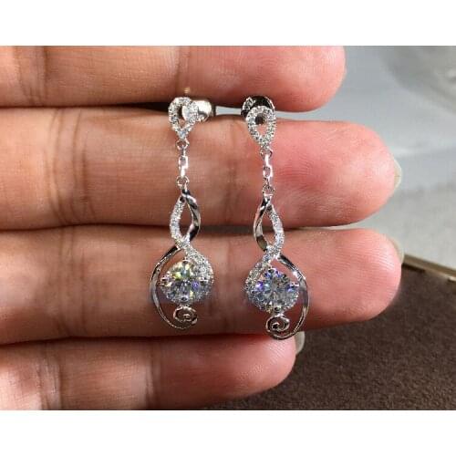 2021 Korean Version The New Fashion Luxury Silver Square Drop Earrings Wedding Bridal Accessories Zircon Elegant Ladies Jewelry