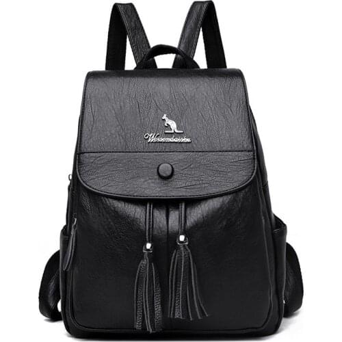 2021 New Fashion Leather Backpacks High Quality Female Vintage Mochilas Backpack Female Casual Travel Bag Fashion Womens Bags