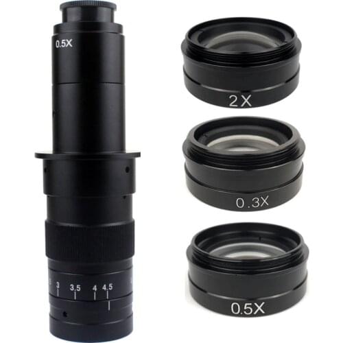 0.5X / 2.0X / 0.3X Barlow Auxiliary Objective Glass Lens For 10A 180X 300X C-MOUNT Lens Industry Video Microscope Camera