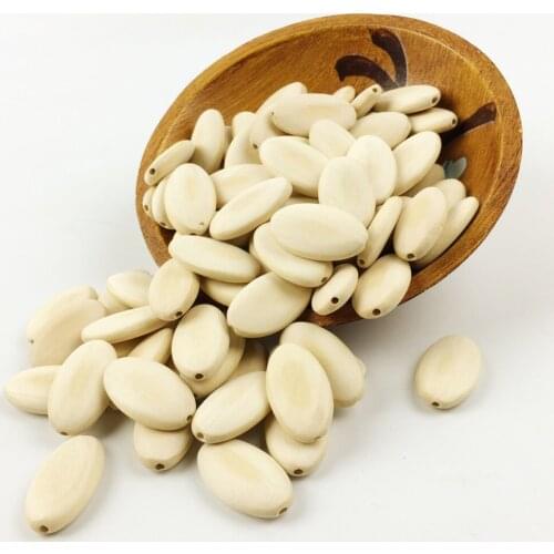 Oval Wood Cameo Cabochon Beads 100Pc 35X20mm Holes Unfinished Smooth Teardrop Wood Craft for Decorate,diy Pendant Beads