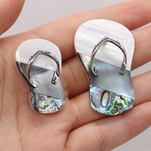 Natural Shell Pendant Cute Shoe Shape Mother of Pearl Shell Pendant Charms for Making Women DIY Jewelry Exquisite Necklace Gift