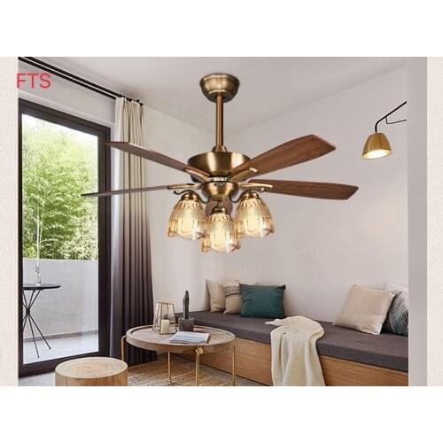 Simple Ceiling Fan Light LED Restaurant Fan Light Jane European Ceiling Fan with Light Retro Country Fan Light Ceiling Fan