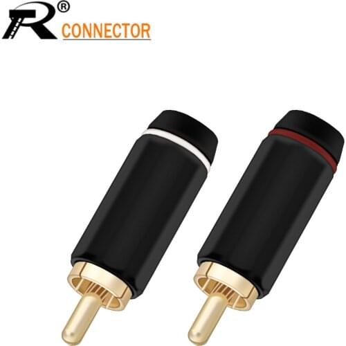 R Connector 1pair/2pcs High Quality RCA Connector Gold Plated RCA Male Plug Speaker Jack Plug RCA Cable Wire Connector