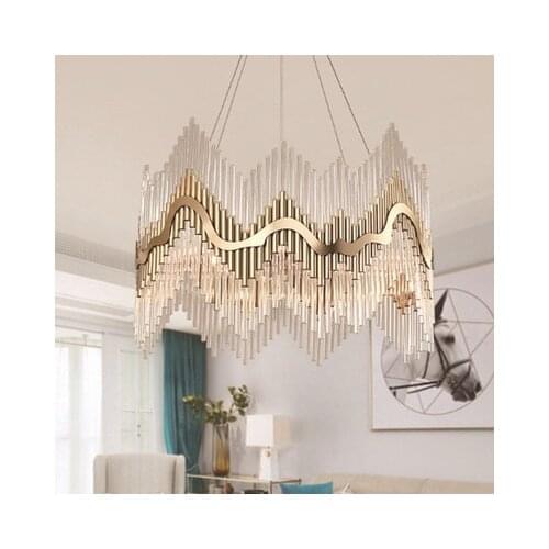 Luxury Modern Crystal Chandelier Gold Hanging Living Dining Room Lighting Fixture Luxury LED Lustres De Cristal