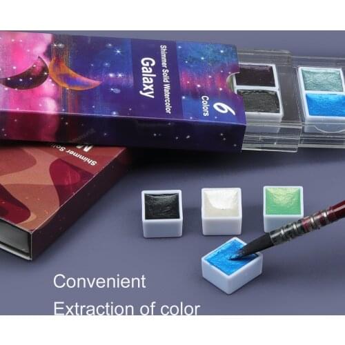 Seamiart Watercolor Paint Set 6/12 Color Metallic Glitter For Artists School Stationery Graffiti Tool Solid Pigment Art Supplies
