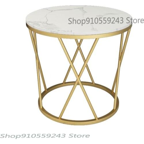 Nordic Modern Light Luxury Rock Board Coffee Table Home Living Room Simple Side Bed Corners Balcony Creative Small Round Table