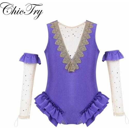Kids Girls Showman Role Play Fancy Party Cosplay Costumes Leotard Ballerina Tutu Performance Dress Mesh Leotard with Arm Sleeves