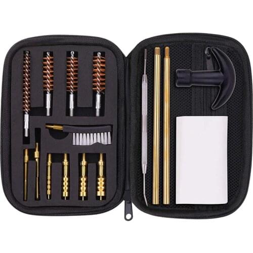 Universal Gun Cleaning Kit for .22/.357/.38/9mm/.40/.45 Caliber Pistol Handgun Cleaning Bronze Bore Brush & Brass Jag Adapter