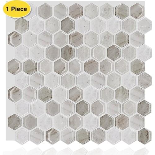 Erzaa 12x12 Inch Waterproof Self Adhesive Mosaic Wall Tiles Peel and Stick Backsplash for Kitchen Bathroom DIY